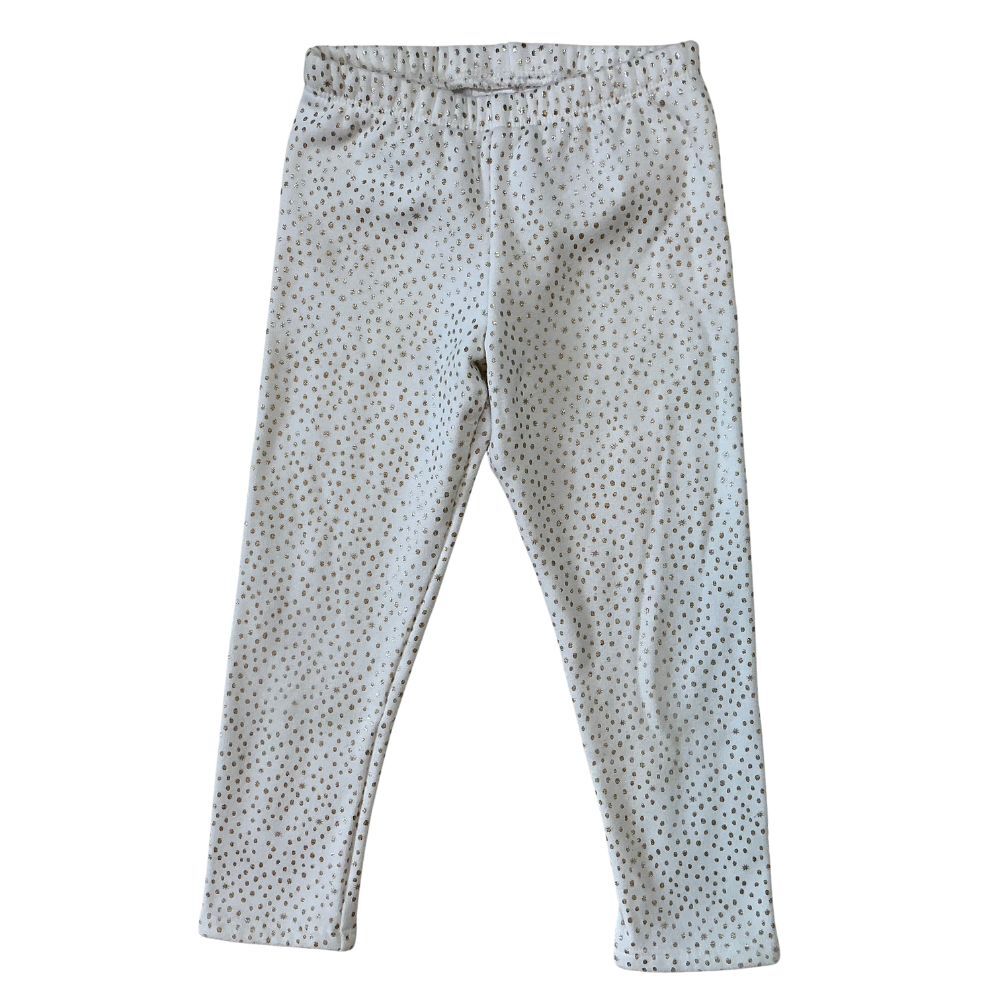 Cat & Jack Girls Fleece Pants Size 3T White with Gold Foil Dots